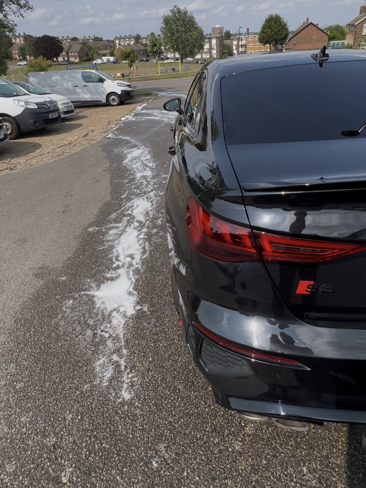After exterior detailing in Croydon – Audi S3 rear quarter, decontaminated and sealed to a deep gloss