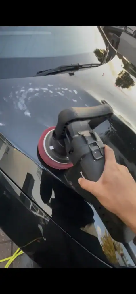 Mercedes undergoing a paint correction to remove scratches and swirls